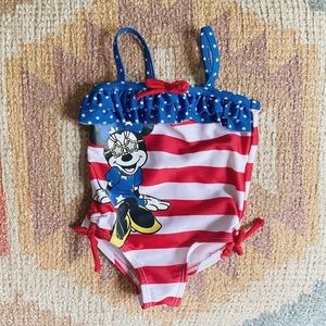 Disney Baby Girl One-piece Bathing Swimsuit Minnie Mouse Americana 6-9 Months